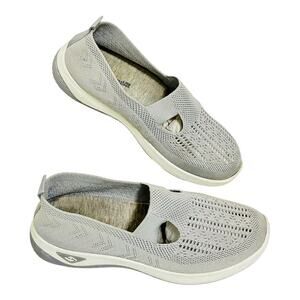 Clarks Cloudsteppers Gray Knit Slip On Sneakers Women's 9.5 Comfort Shoes